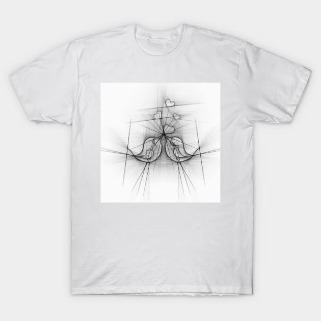 Line Drawing Love Birds T-Shirt by Hudkins